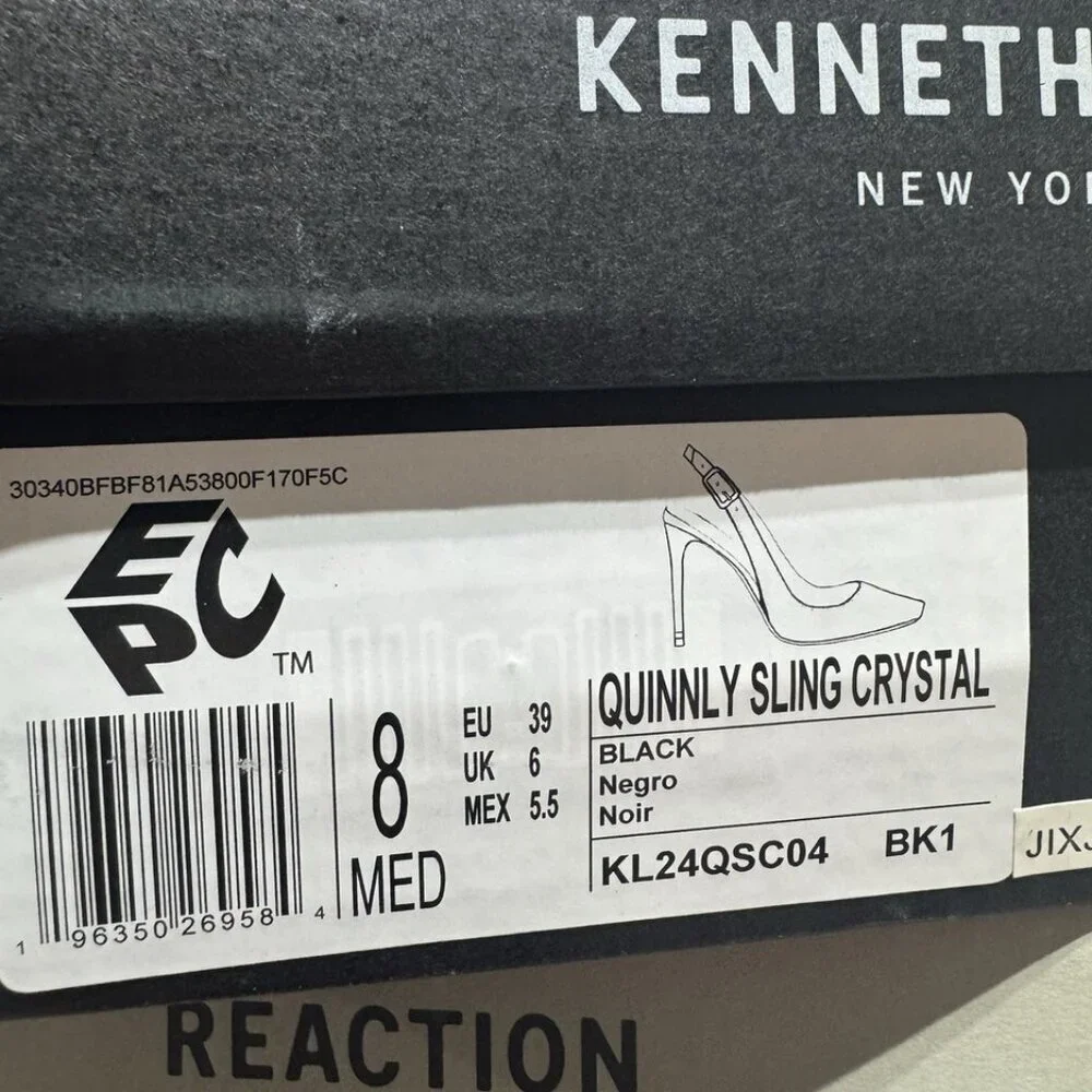 Kenneth Cole Womens Quinnly Sling Crystal Heels Black Size 8 M